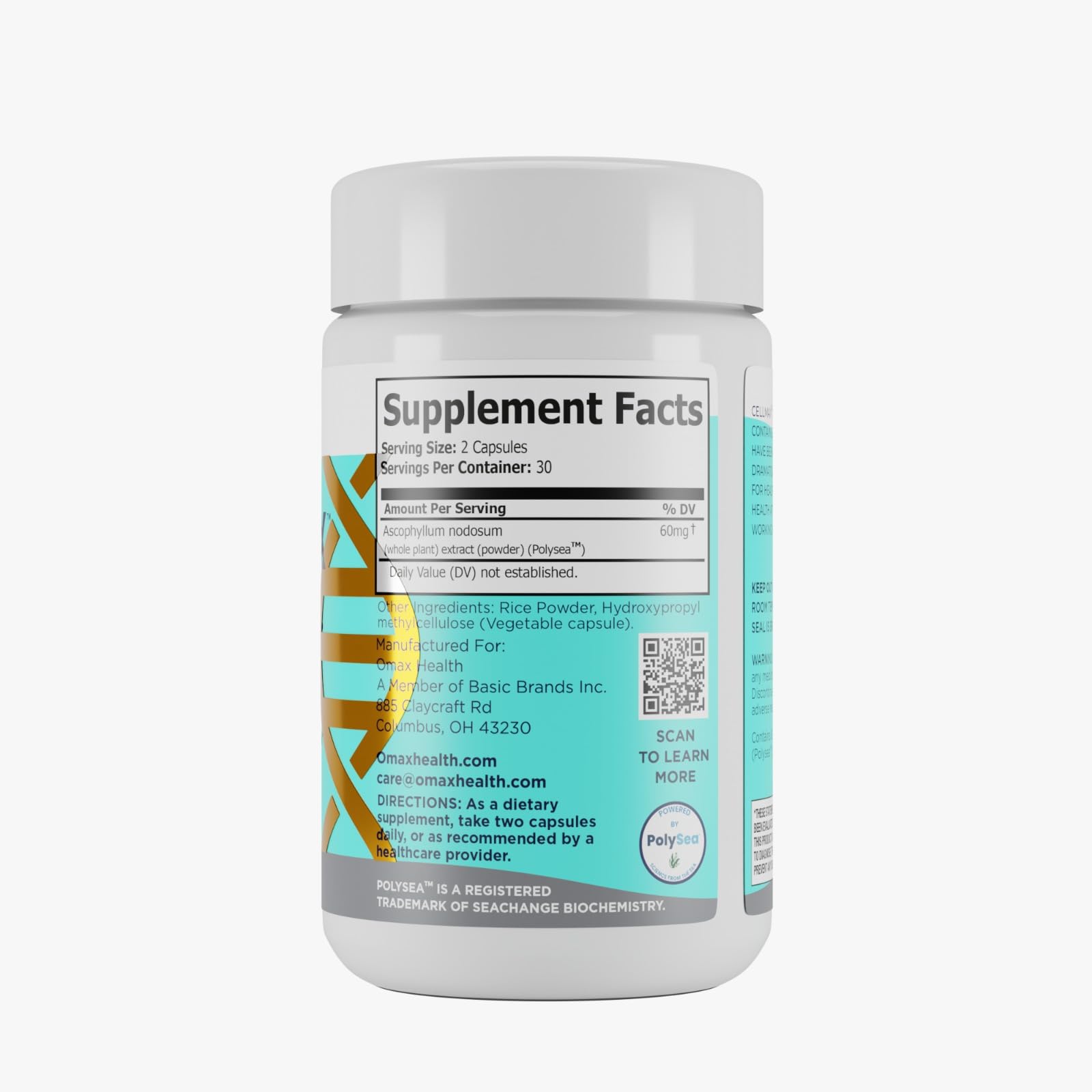 Omax3 Cellmax capsules daily-use view showing convenient two-capsule daily regimen