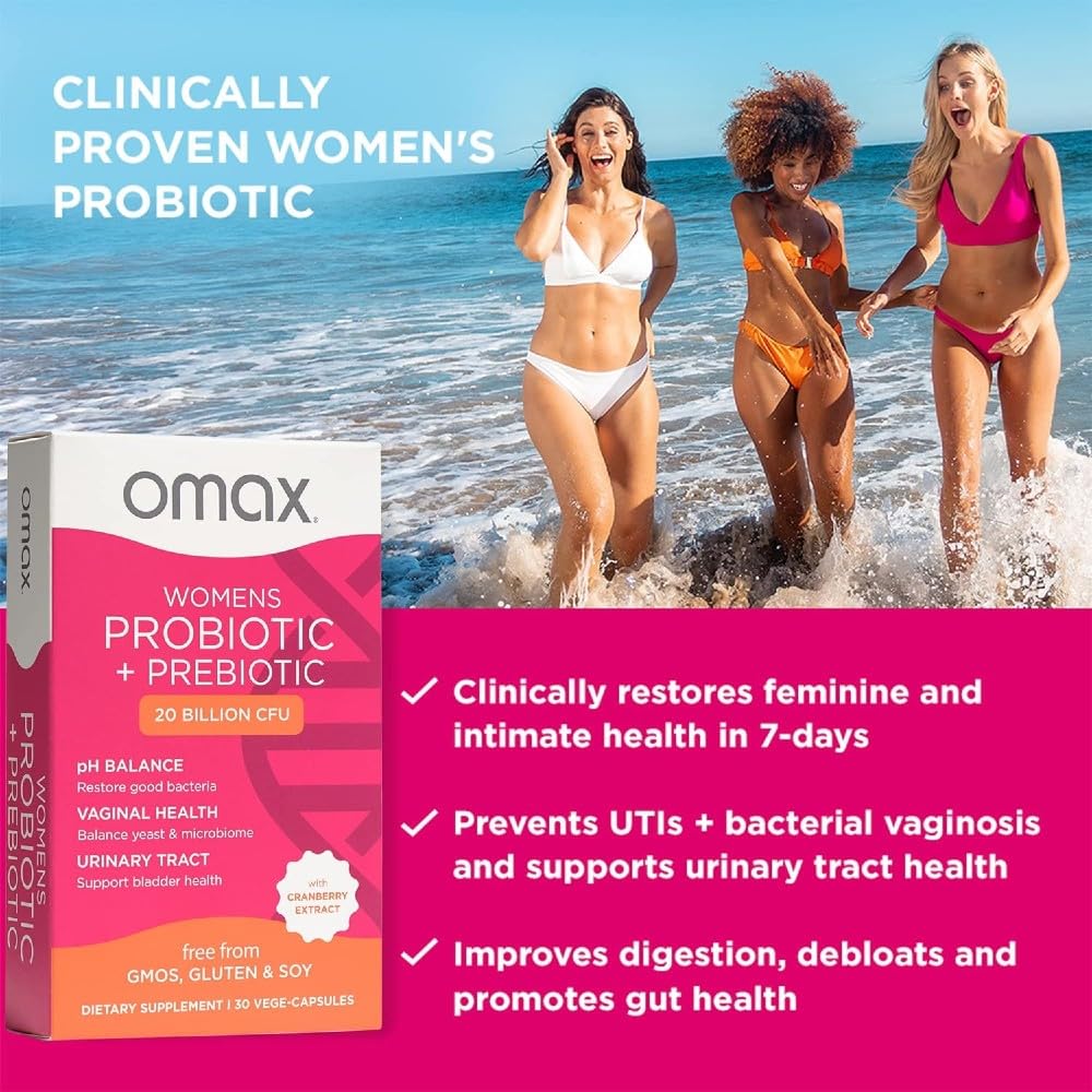 Omax3 chicory root inulin prebiotic enhances gut-vaginal harmony.