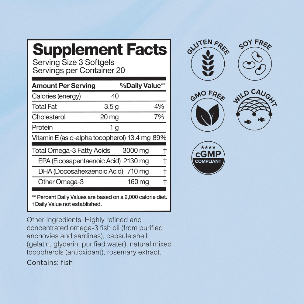 Omax3 omega-3 softgels on shelf ready for daily use.