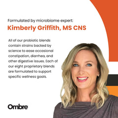 Digestive enzyme icons and prebiotic fiber concept card for Ombre probiotics