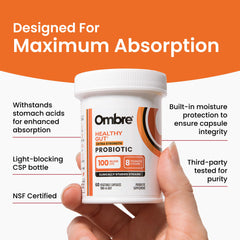 Moisture-proof CSP vial cap shown for shelf-stable storage of Ombre probiotics