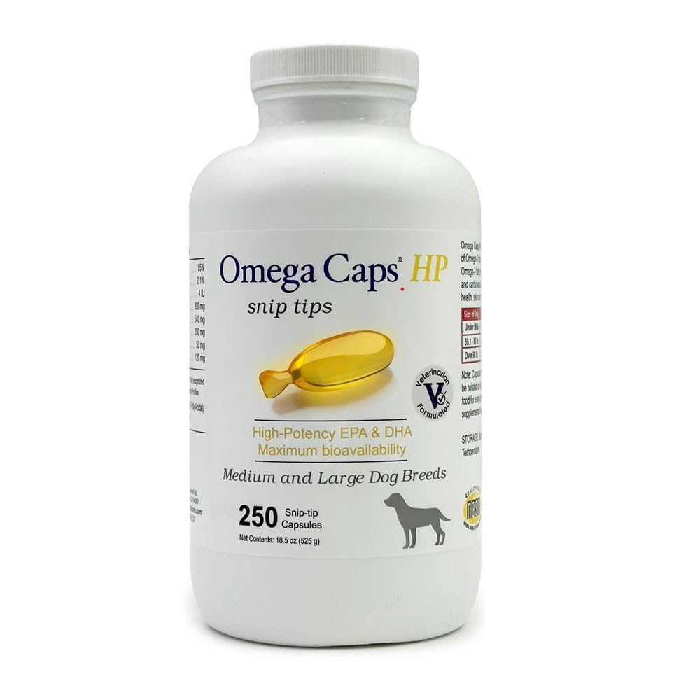 Omega Caps HP SnipTips bottle closeup for easy, mess-free dosing.