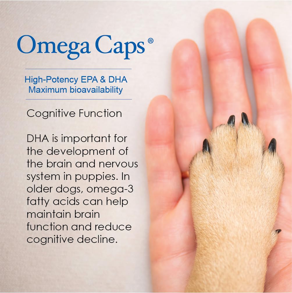 Omega Caps HP SnipTips vet-formulated banner signals professional formulation.