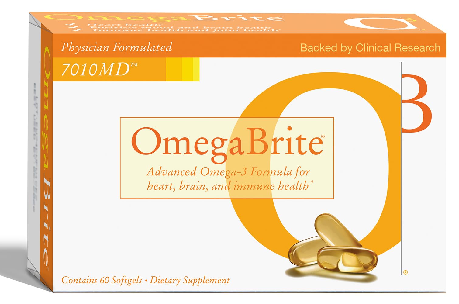 OmegaBrite 7010MD bottle pouring suggests easy daily servings for overall wellness.
