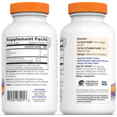 OmegaVia bottle label showing 600 mg DHA per softgel