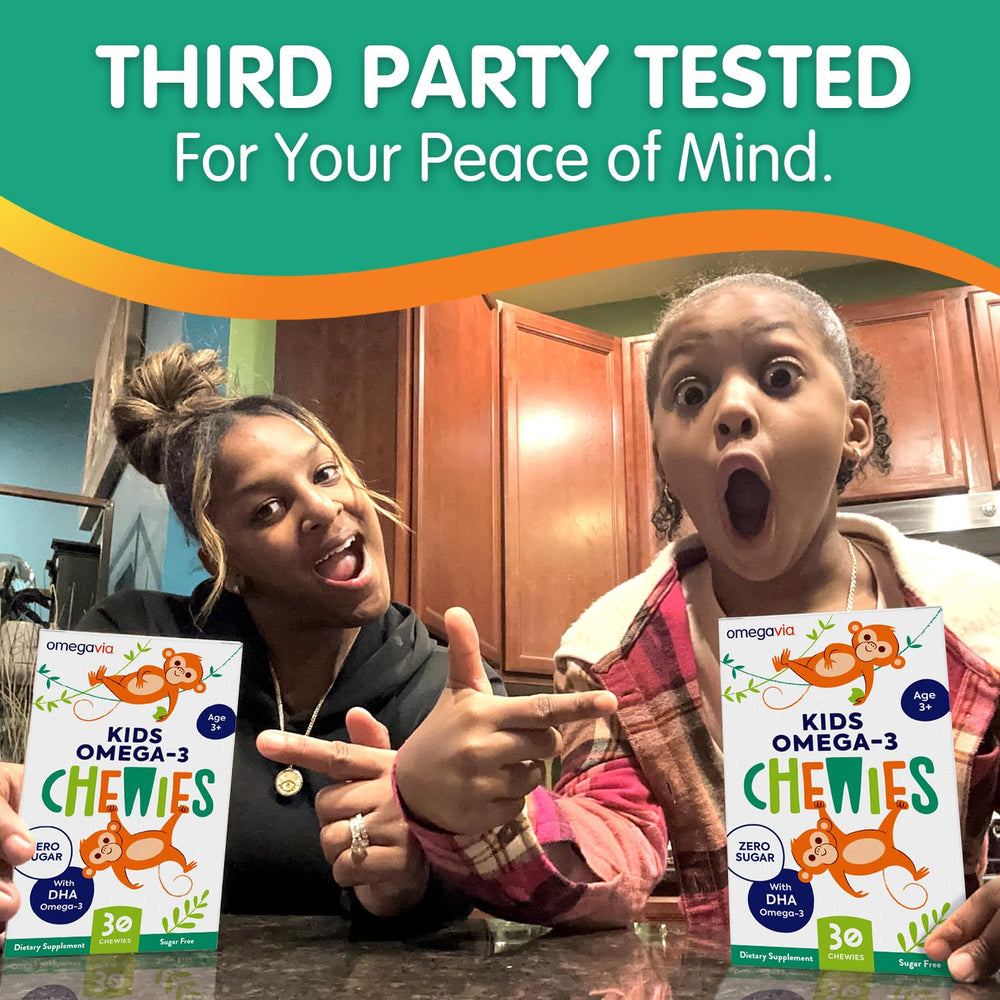 OmegaVia Kids Omega-3 Gummies natural strawberry citrus flavor close-up