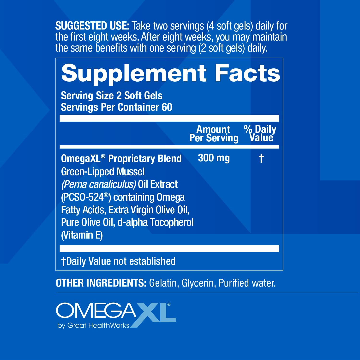 OmegaXL bottle packaging front view shows clear quality.