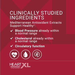 OmegaXL HeartXL Advanced label detail features olive, pomegranate, and grape seed extracts.