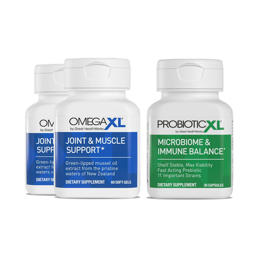 OmegaXL joint mobility bottle close-up highlighting mussel oil formula
