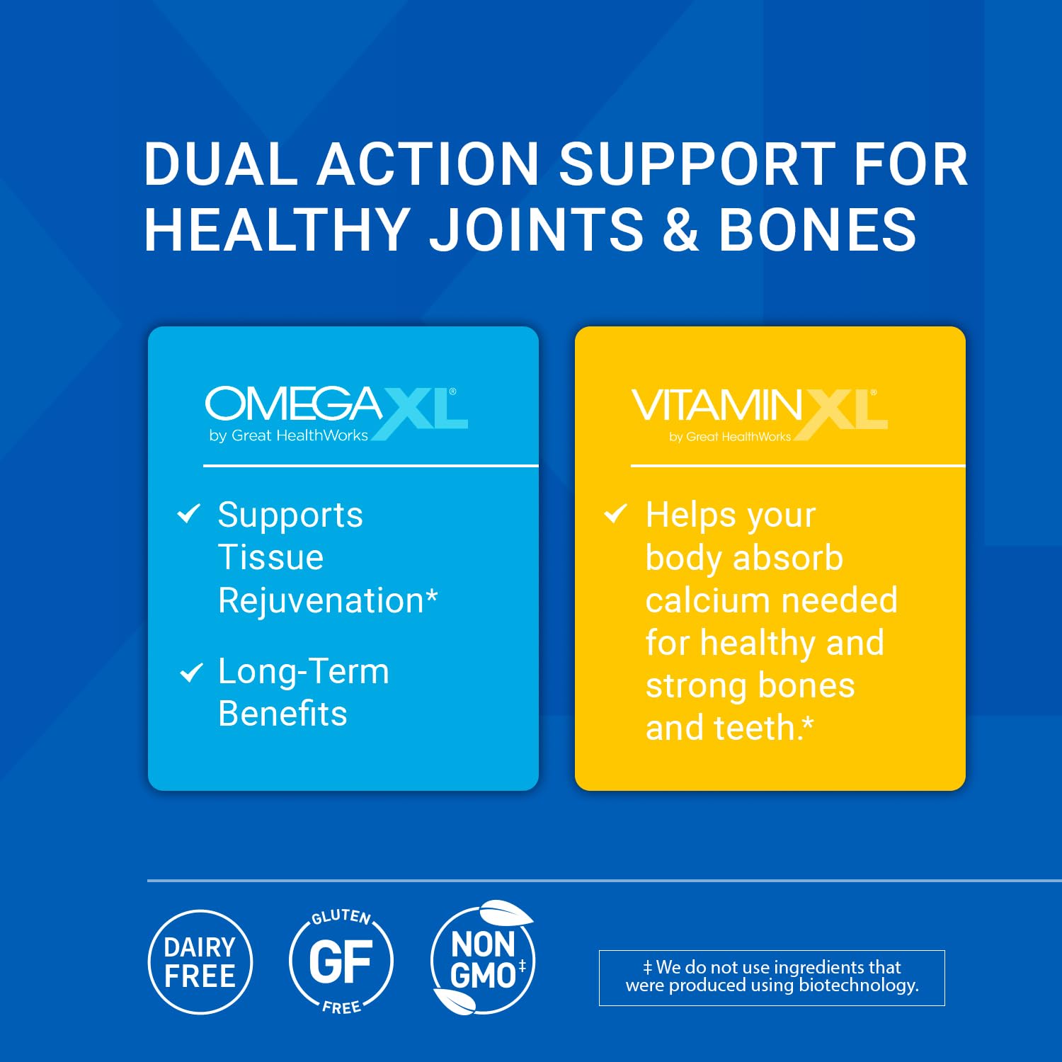 OmegaXL bottle being poured for easy daily joint comfort.