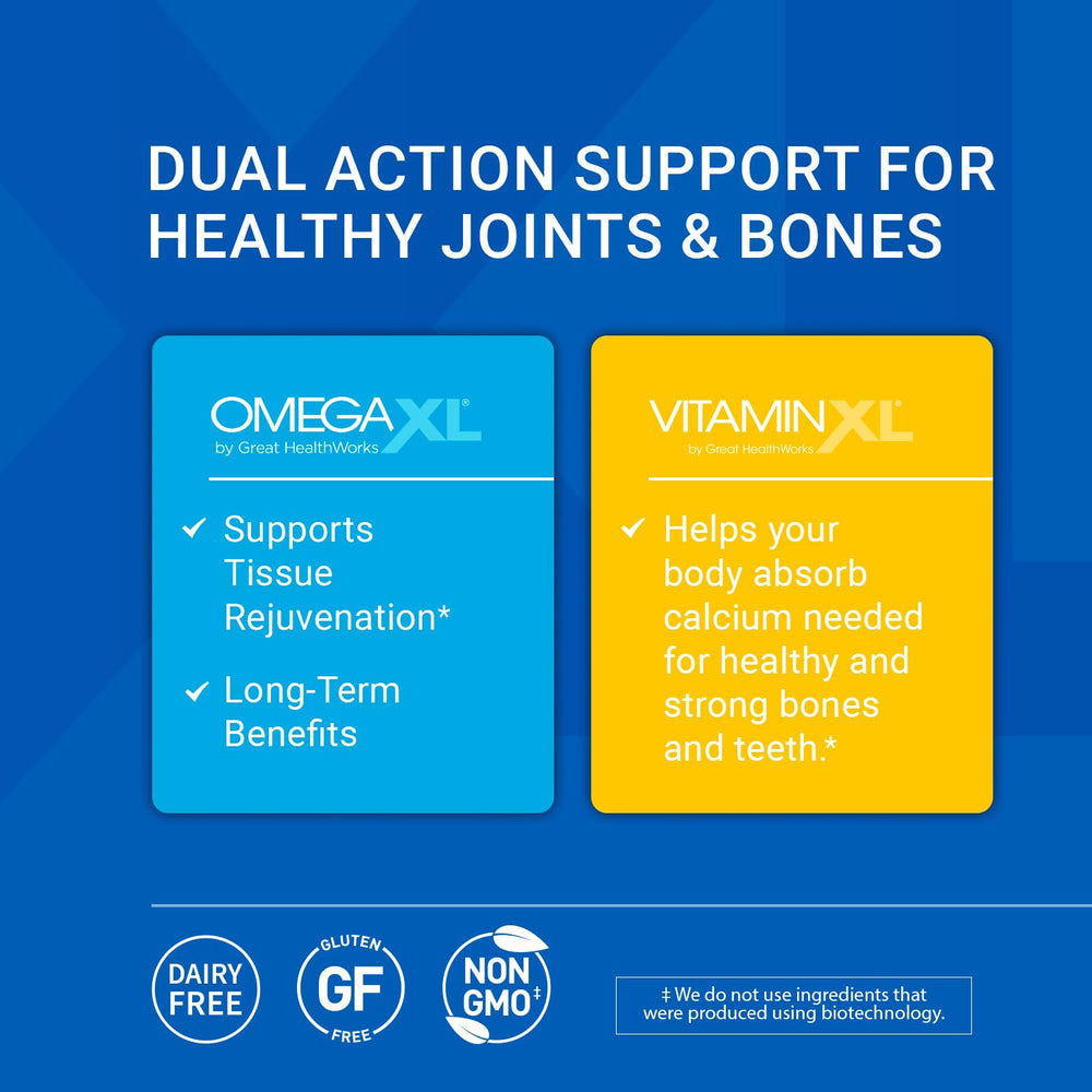 OmegaXL bottle being poured for easy daily joint comfort.
