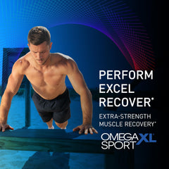 OmegaXL Sport green-lipped mussel oil illustration emphasizing omega-rich formula
