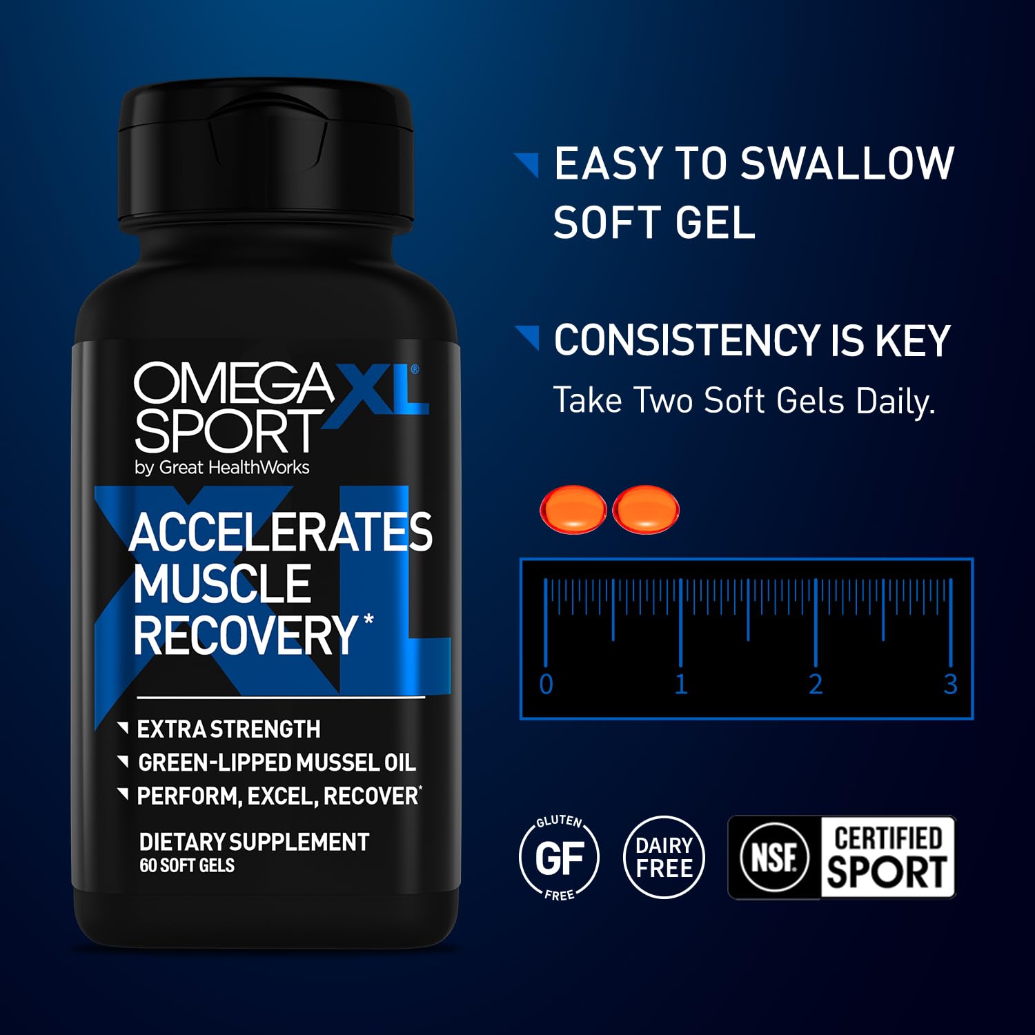 OmegaXL Sport packaging with flip-top closure for easy opening