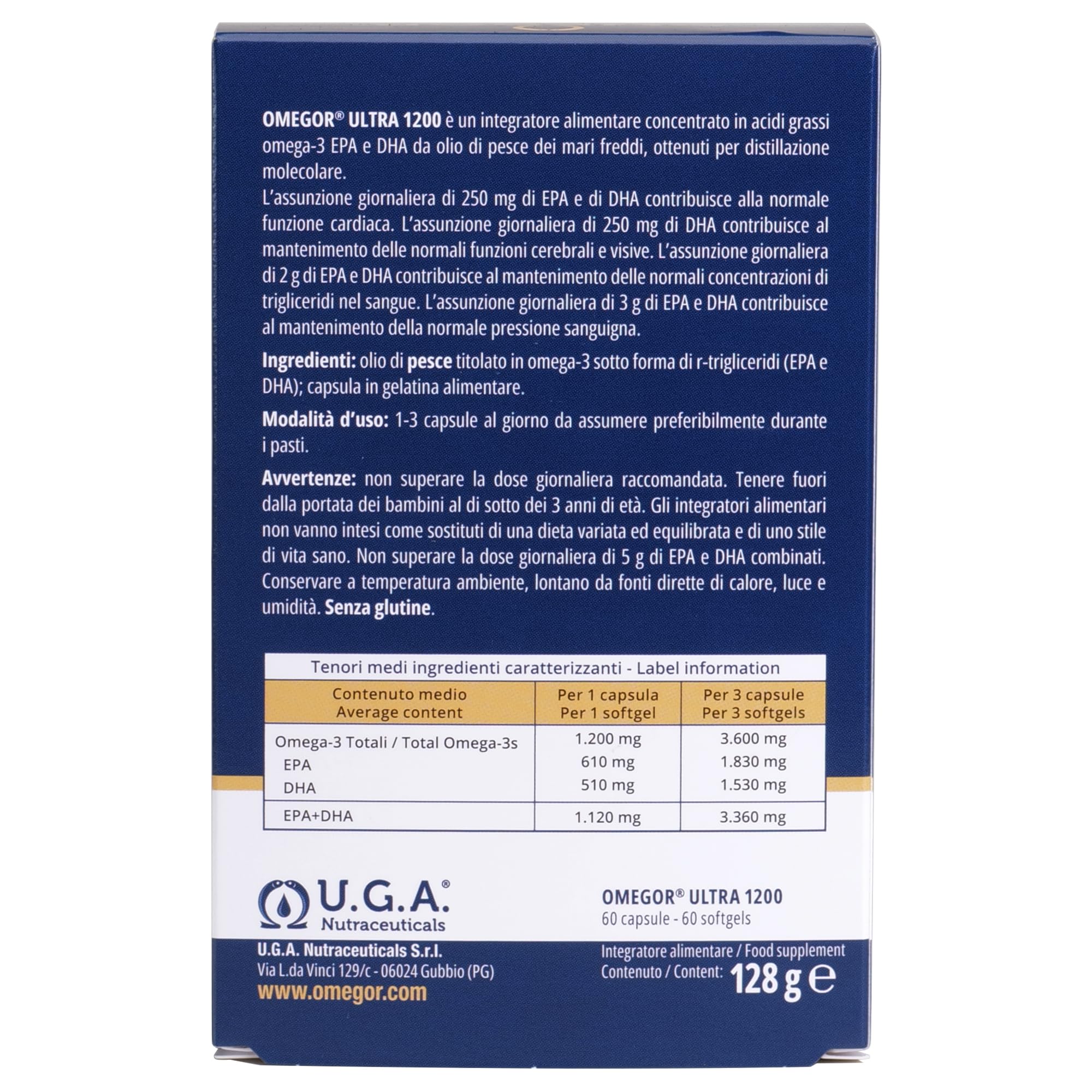 Close-up of OMEGOR Omega-3 capsules for easy daily dosing.