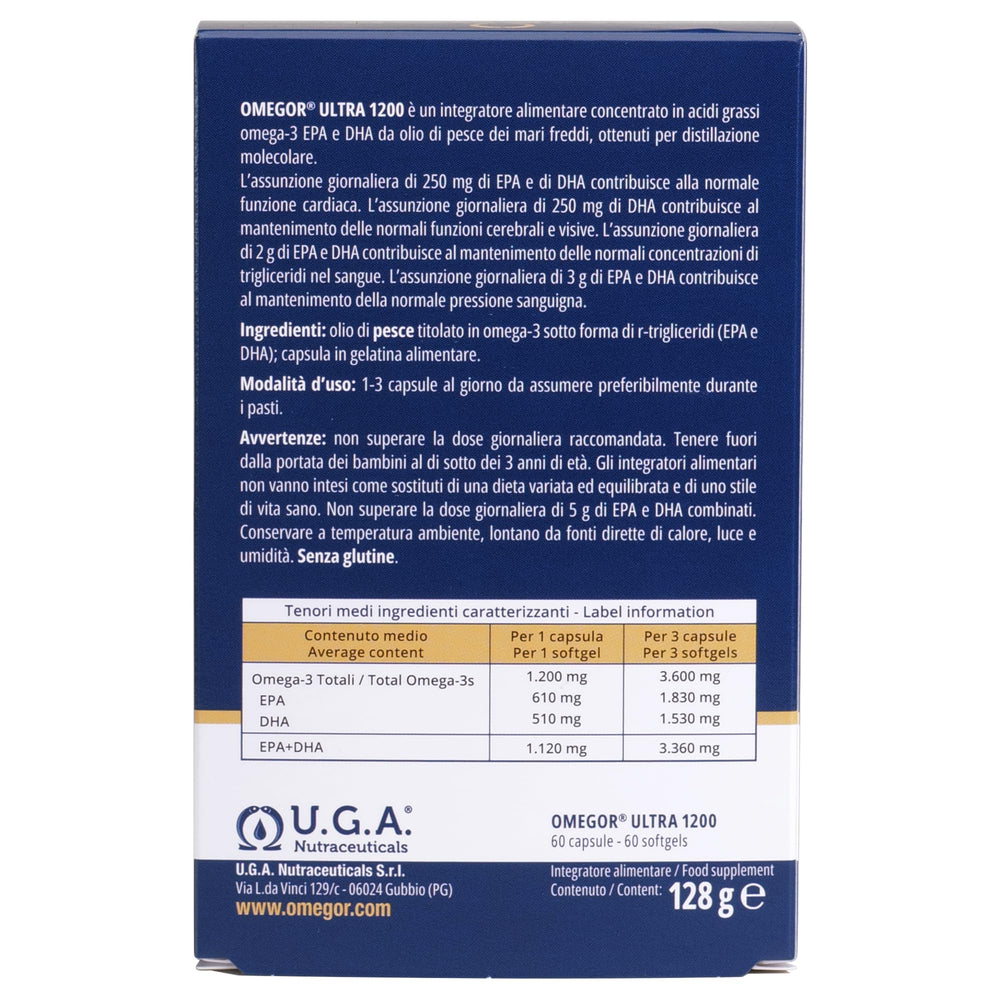 Close-up of OMEGOR Omega-3 capsules for easy daily dosing.
