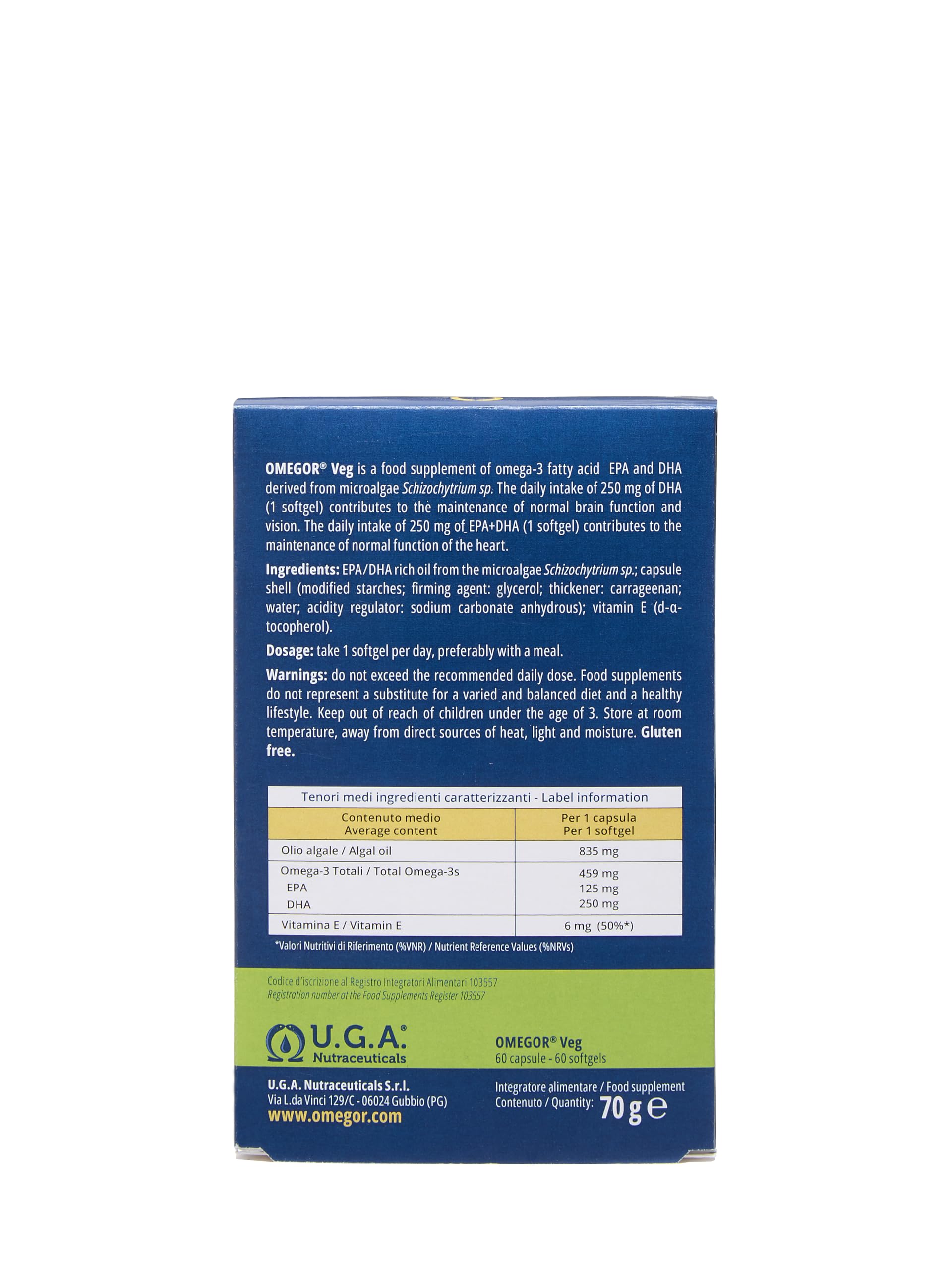 OMEGOR Veg vitamin E ingredient label signaling stability for vegan omega-3