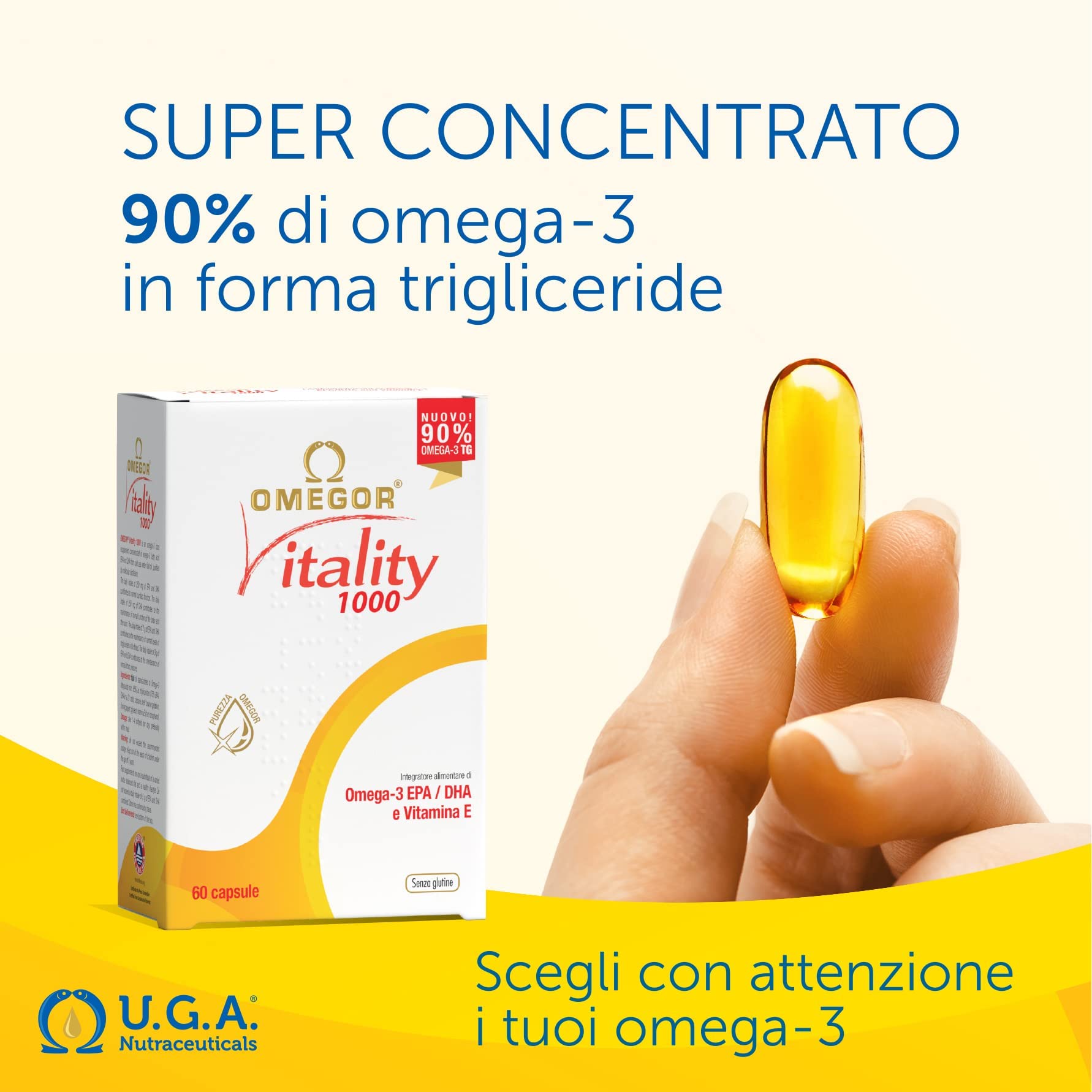 OMEGOR Vitality 1000 softgels with no fishy aftertaste for comfortable use