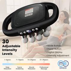 OMEO 16-Head Massage Gun with interchangeable heads for customizable therapy