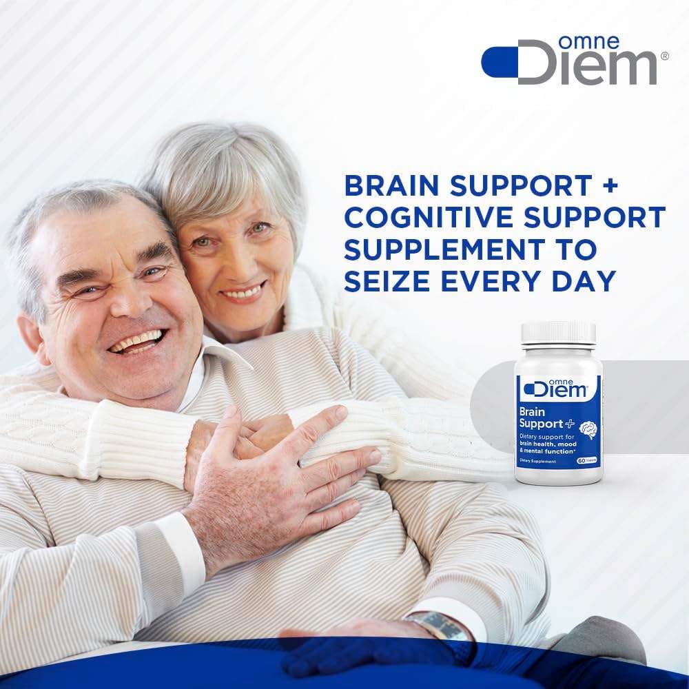 Omne Diem Brain Support capsules closeup highlights convenient daily use.