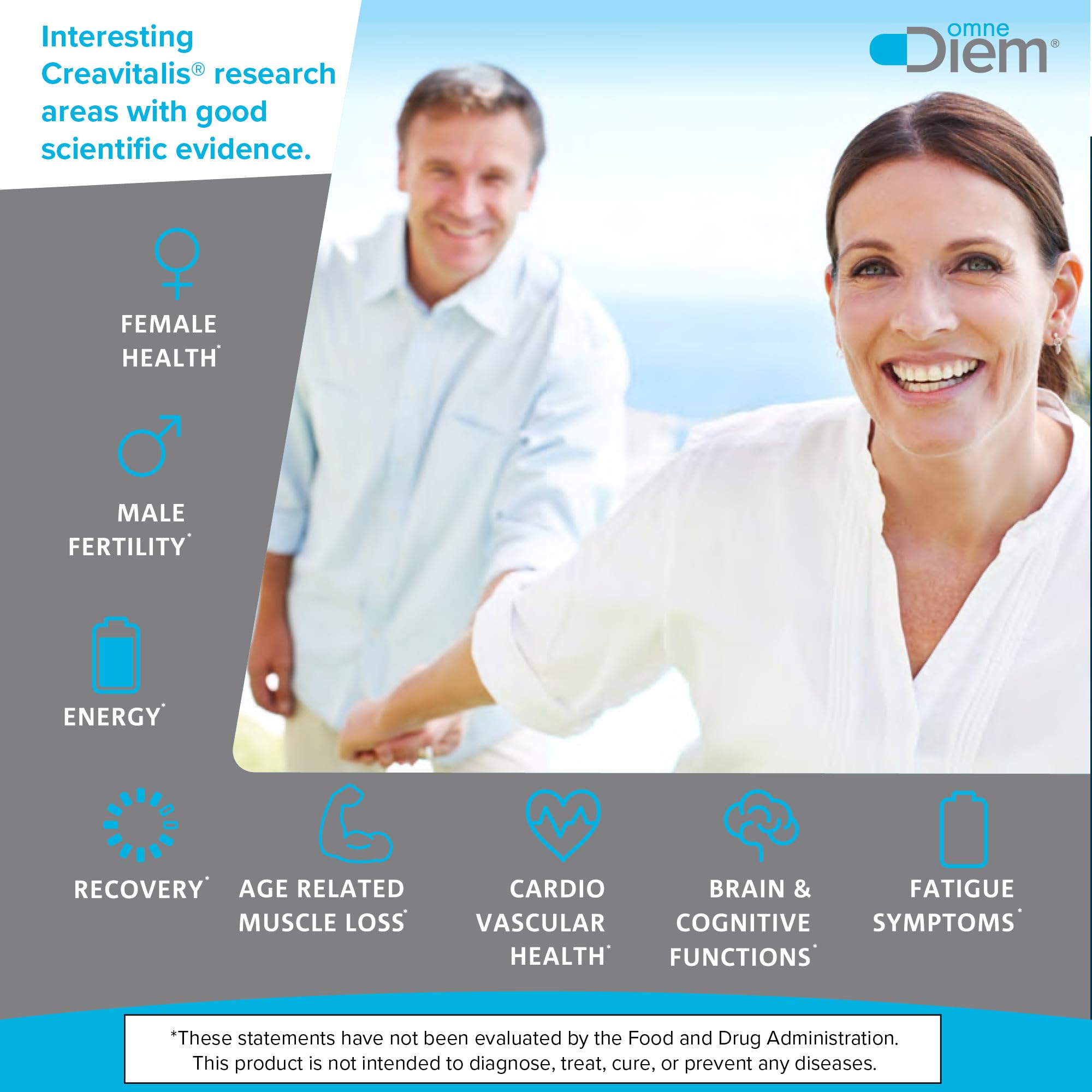 Omne Diem Creatine 5 g daily scoop ready for use in beverage.