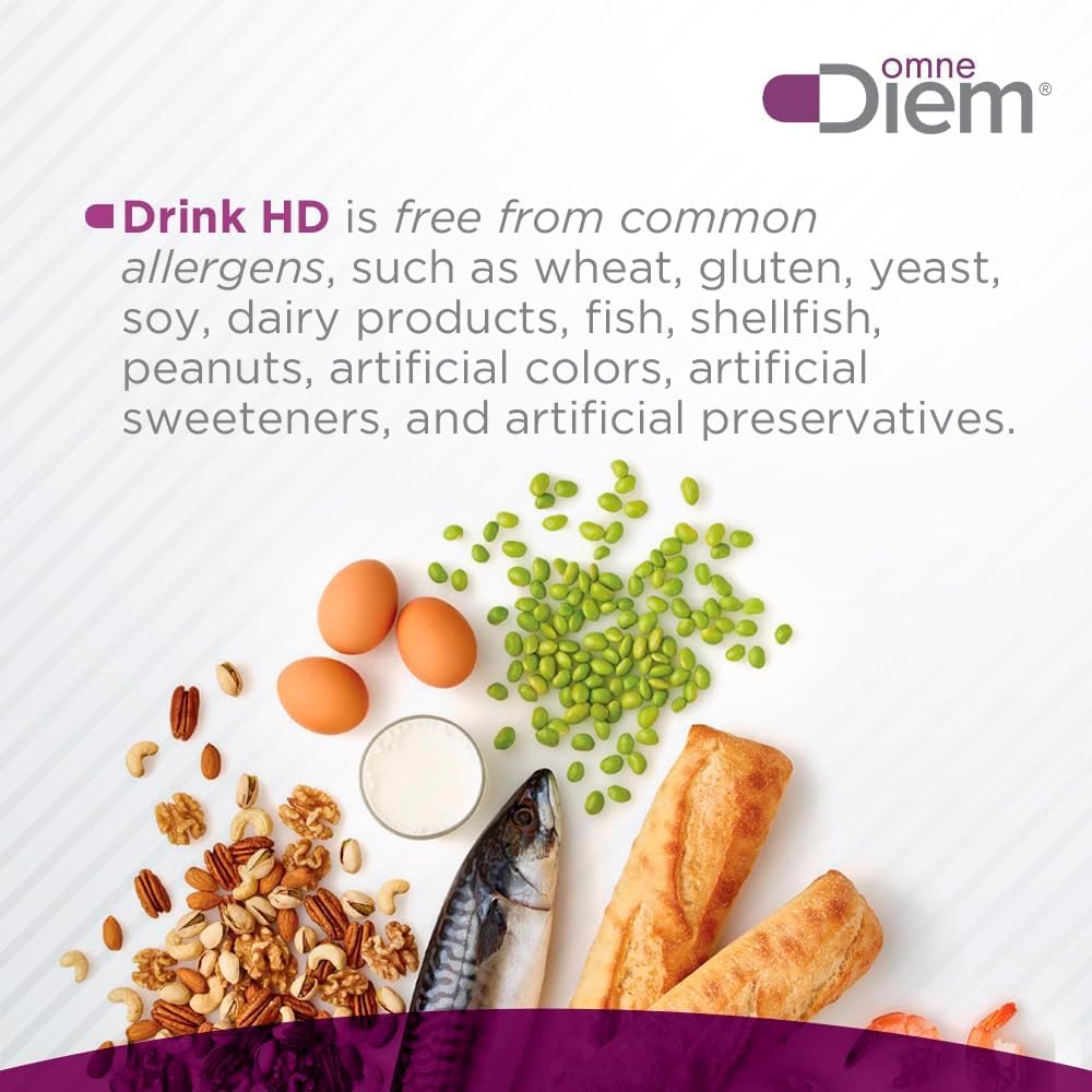 Omne Diem DrinkHD box beside bottle, ready for everyday use.