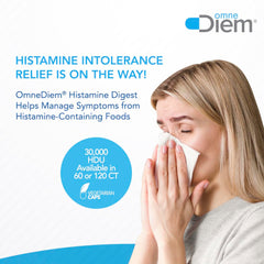 Omne Diem Histamine Digest bottle on kitchen counter for daily use
