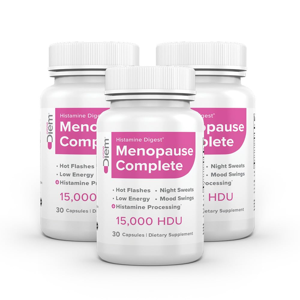 Omne Diem Menopause Complete bottle with capsules, supporting hormonal balance and mental clarity.