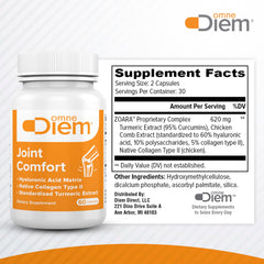 Close-up of OmneDiem Joint Comfort capsules for easy daily use.