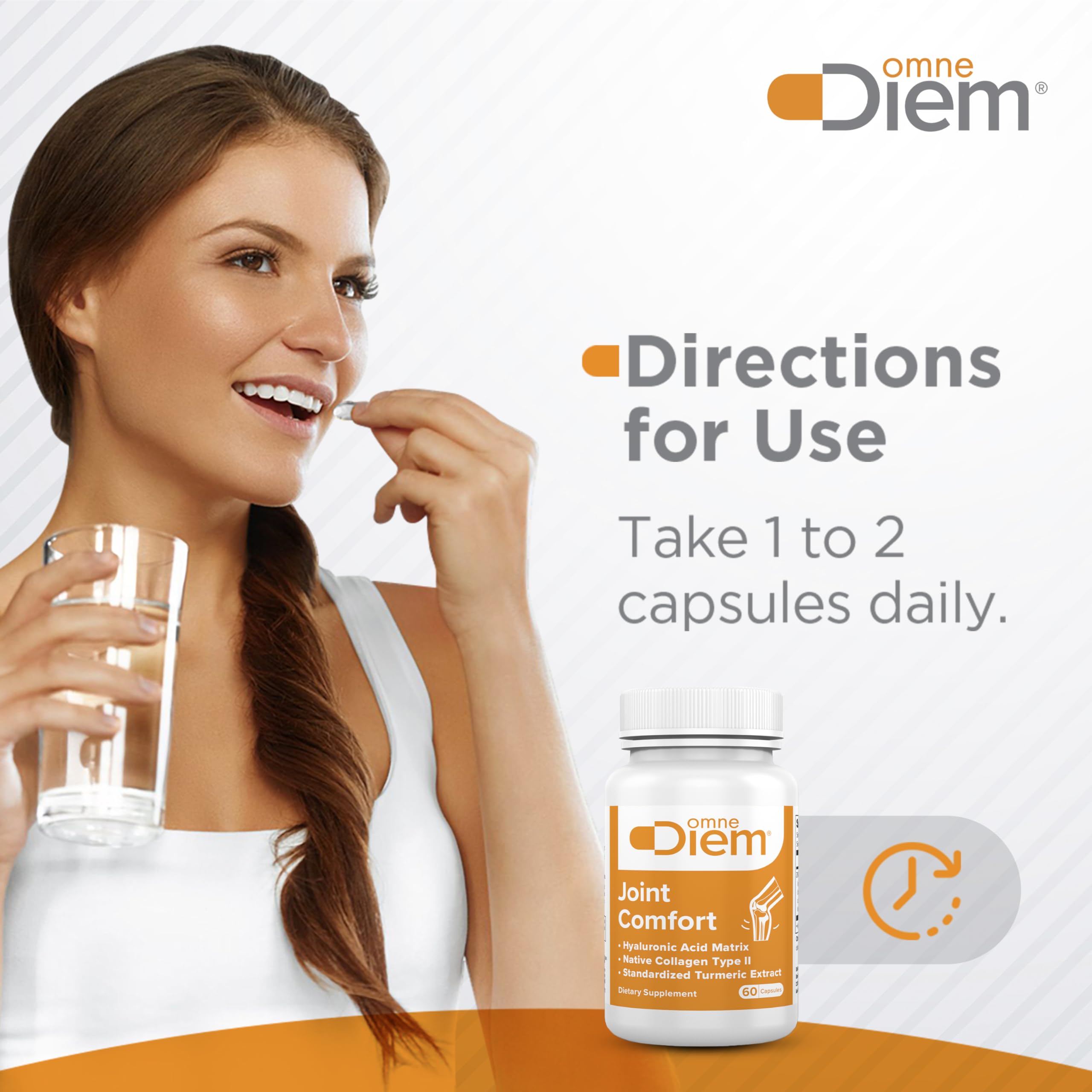 OmneDiem Joint Comfort label shows dosage for daily use.