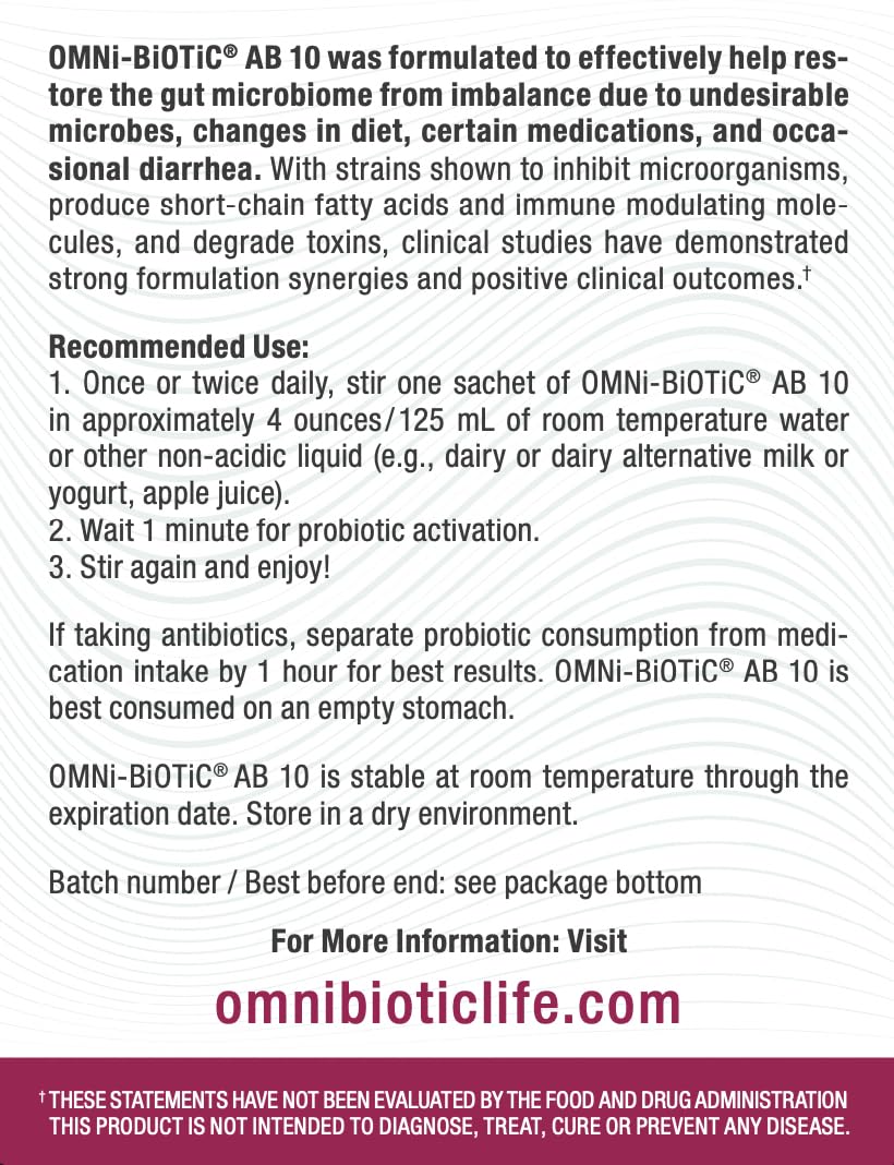 OMNi BiOTiC AB 10 bottle beside travel essentials for gut support.