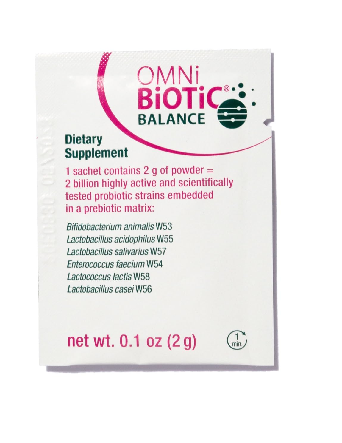 OMNi BiOTiC Balance immune support graphics and product information card