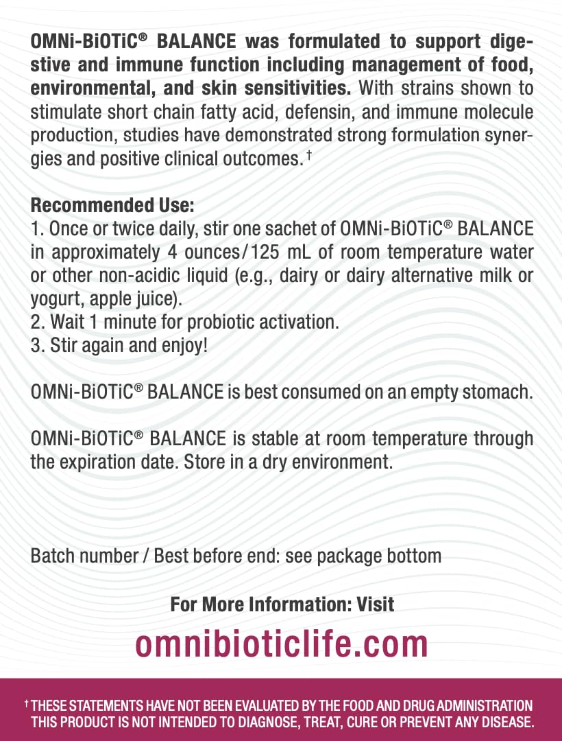 OMNi BiOTiC Balance shelf-stable packaging ready for travel