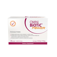 OMNi-BiOTiC Power sachet dissolving in water, signaling probiotic reactivation and easy intake.