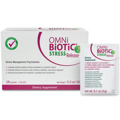 OMNi BiOTiC Stress Release daily packets for convenient stress support.