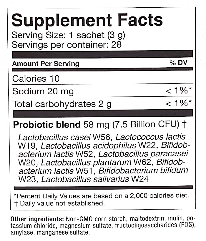 OMNi BiOTiC Stress Release packets in water show easy daily rehydration.