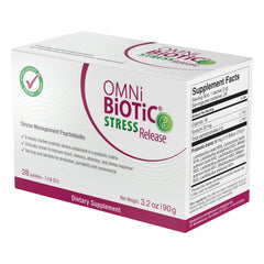 OMNi BiOTiC Stress Release shelf display suggests simple integration into routines.