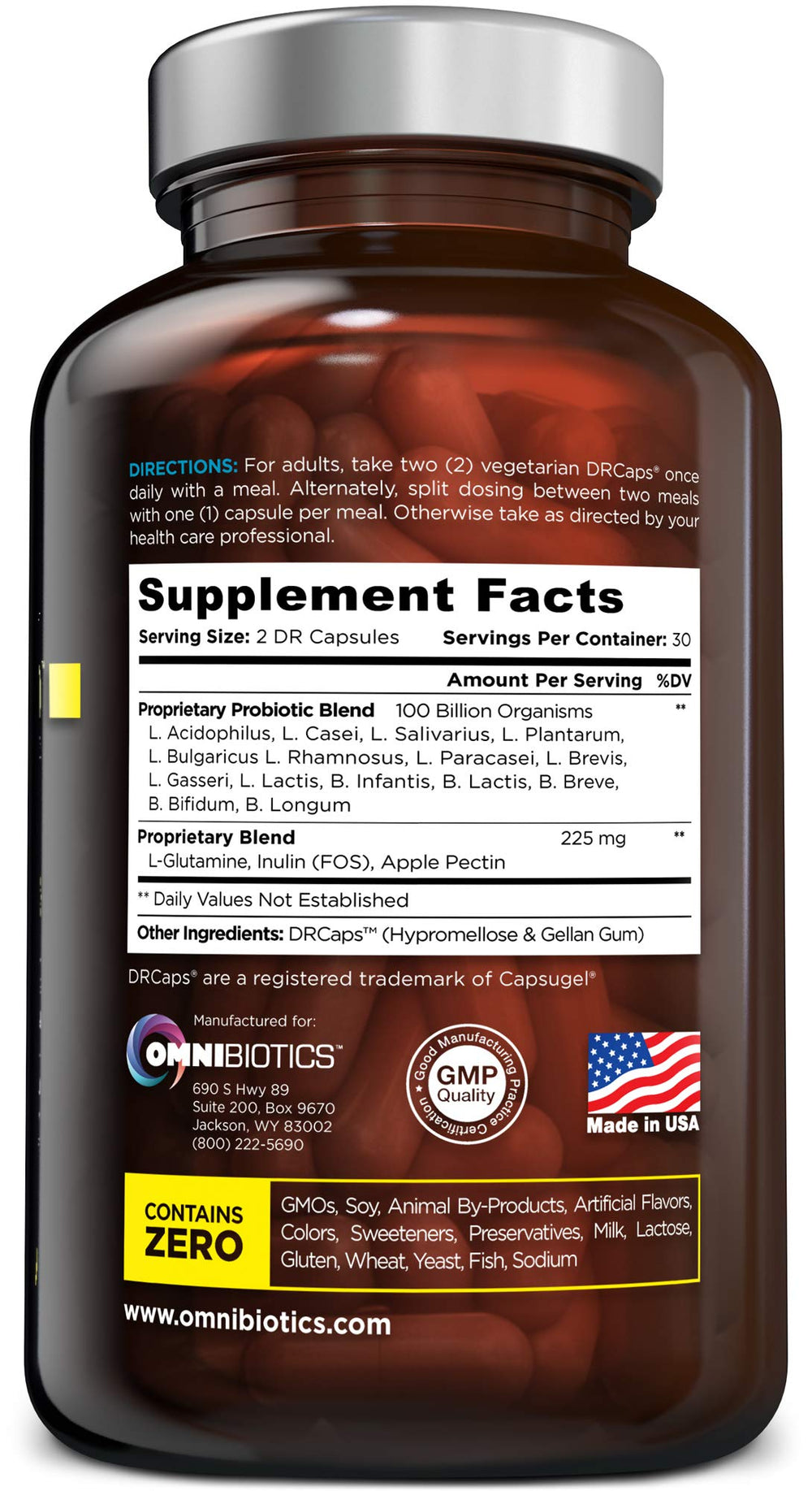 DRCaps delayed-release capsule protects probiotics through stomach acid.