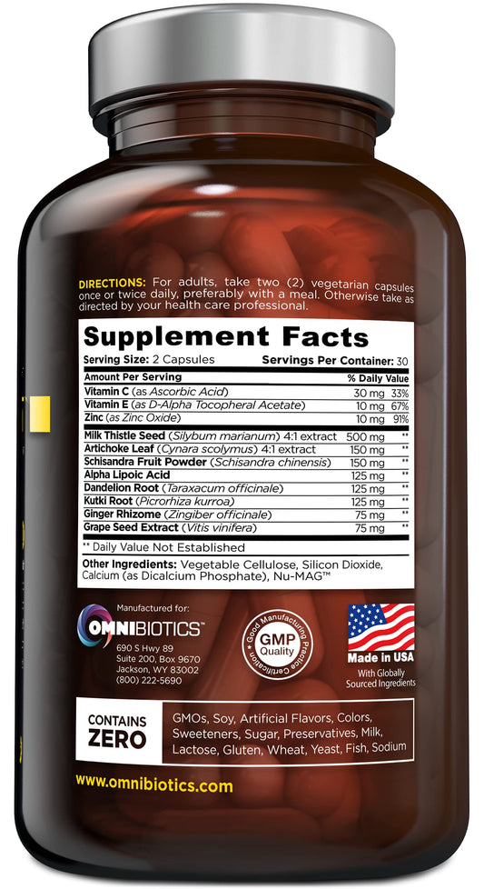 OmniBiotics Liver Cleanse capsules close-up for convenient daily use and detox support