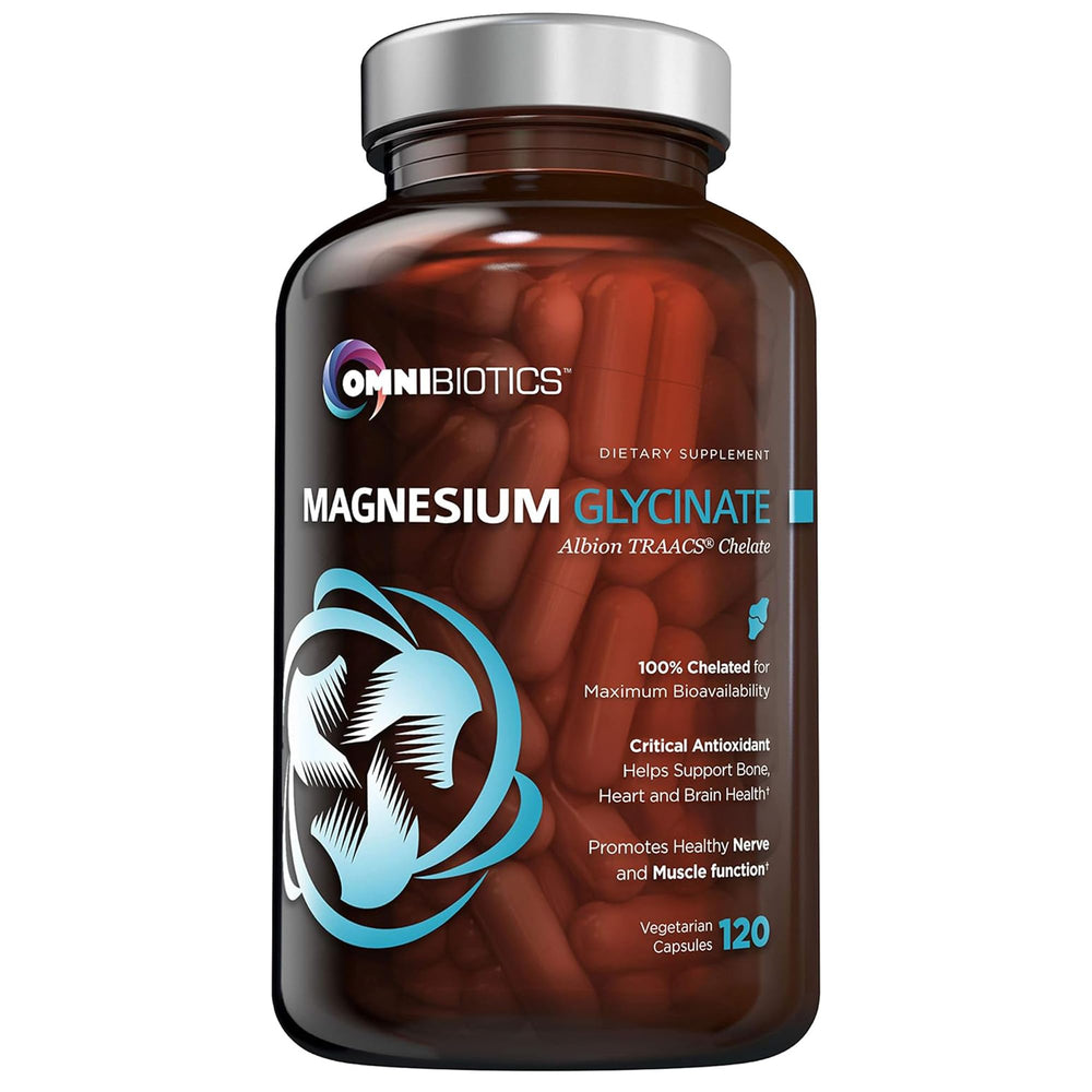 OmniBiotics magnesium glycinate bottle for easy daily use and gentle absorption