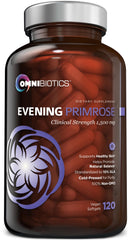 OmniBiotics Evening Primrose Oil bottle shows organic cold-pressed formula for daily wellness