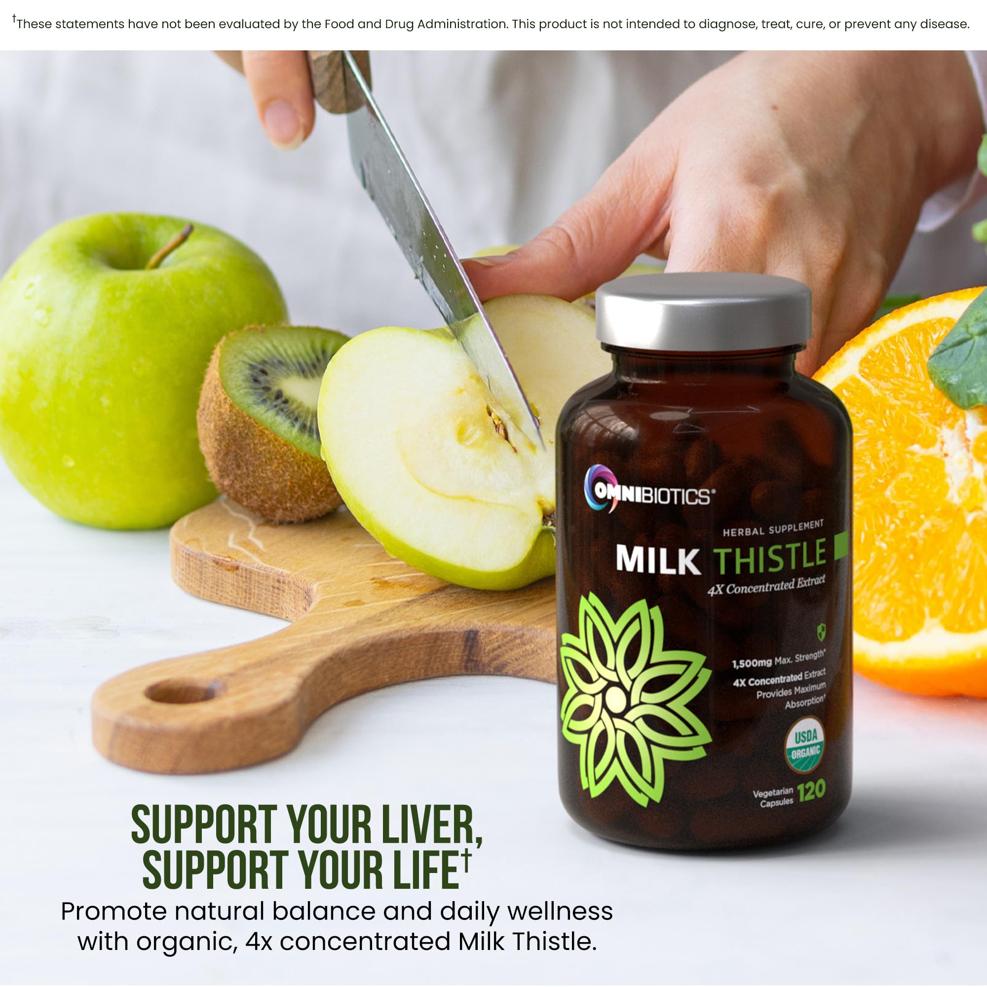 OmniBiotics USA-sourced ingredients badge near bottle.