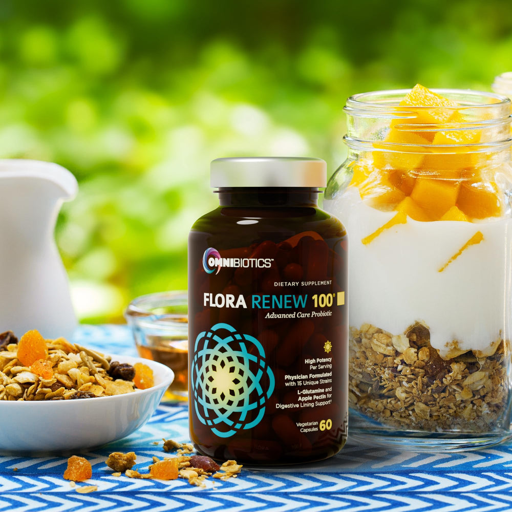 Vegan non-GMO gluten-free labeling on Flora Renew packaging.