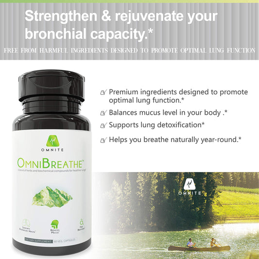 Omnite Asthma Relief capsules in hand for portable daily support.