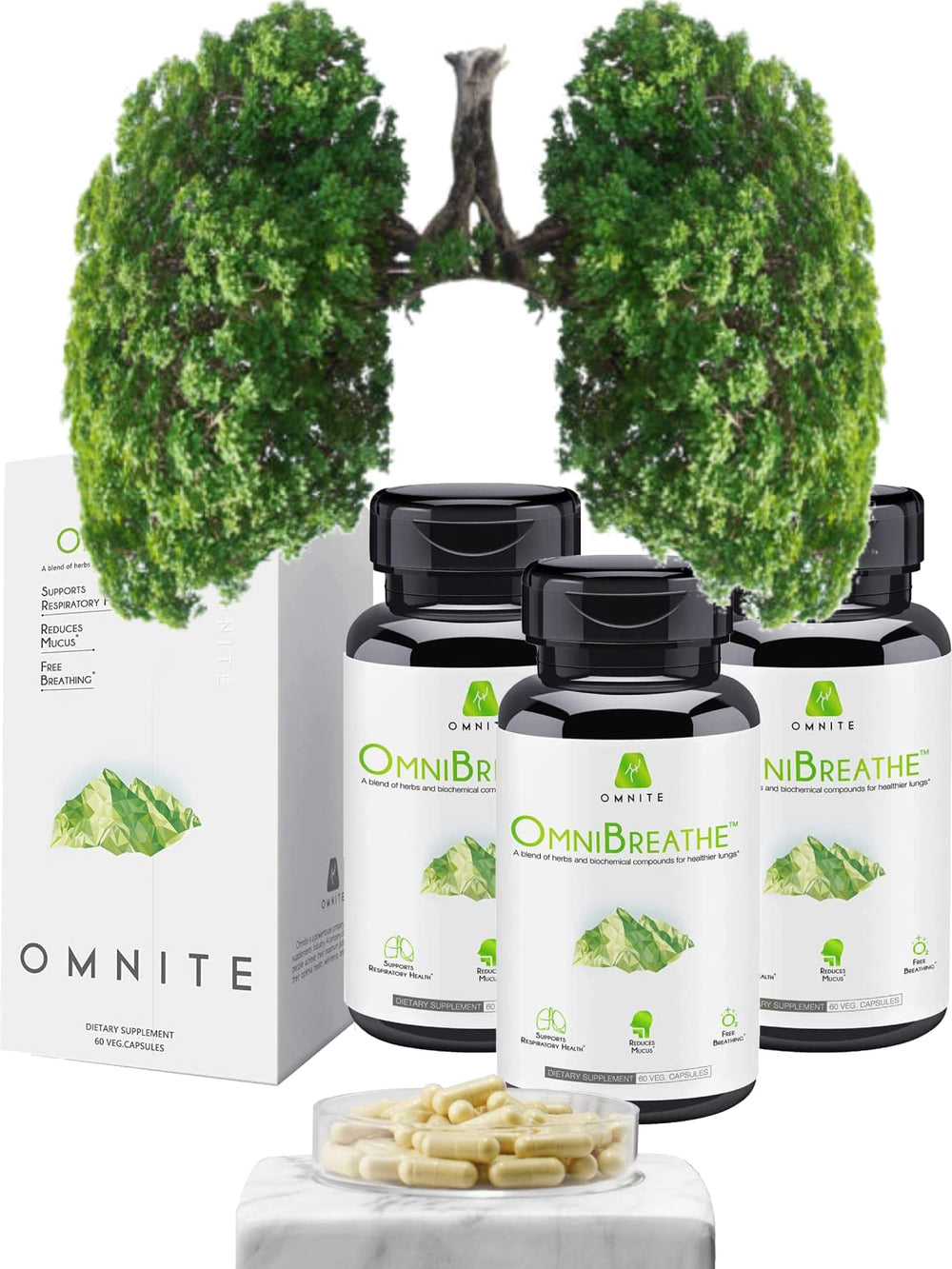 Travel-friendly OmniBreathe packaging keeps capsules protected on the go.