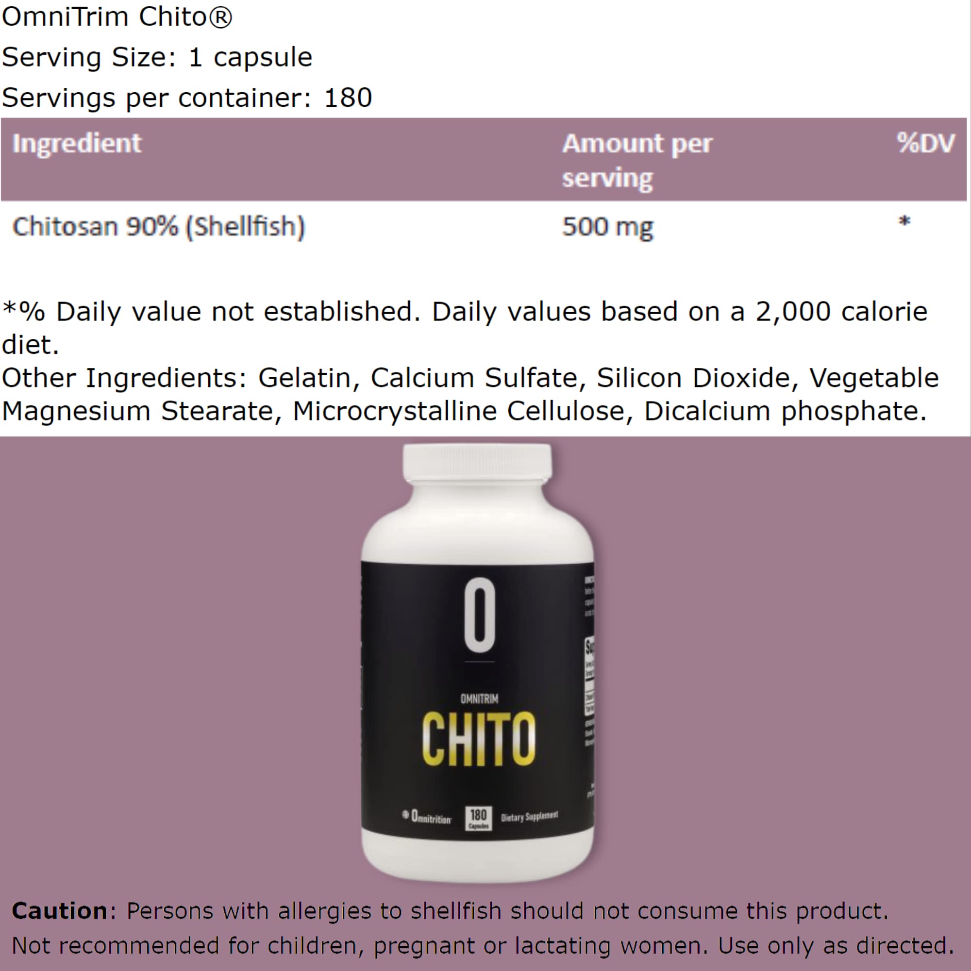 OmniTRIM Chito bottle front view shown for easy daily supplementation