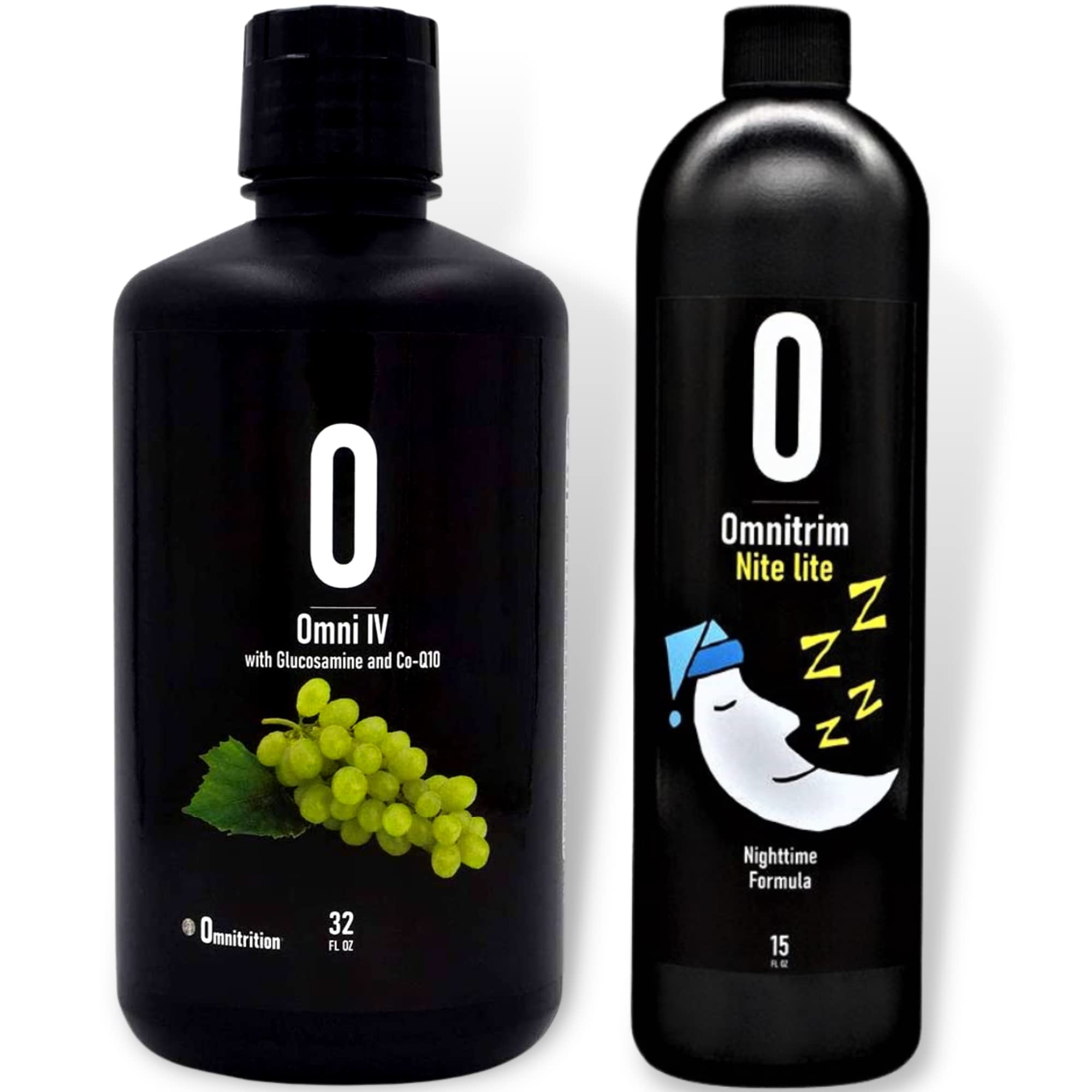 Omnitrition AM and PM bundle packaging featuring two convenient liquid supplements.