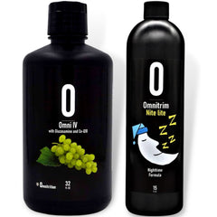 Omnitrition AM and PM bundle packaging featuring two convenient liquid supplements.