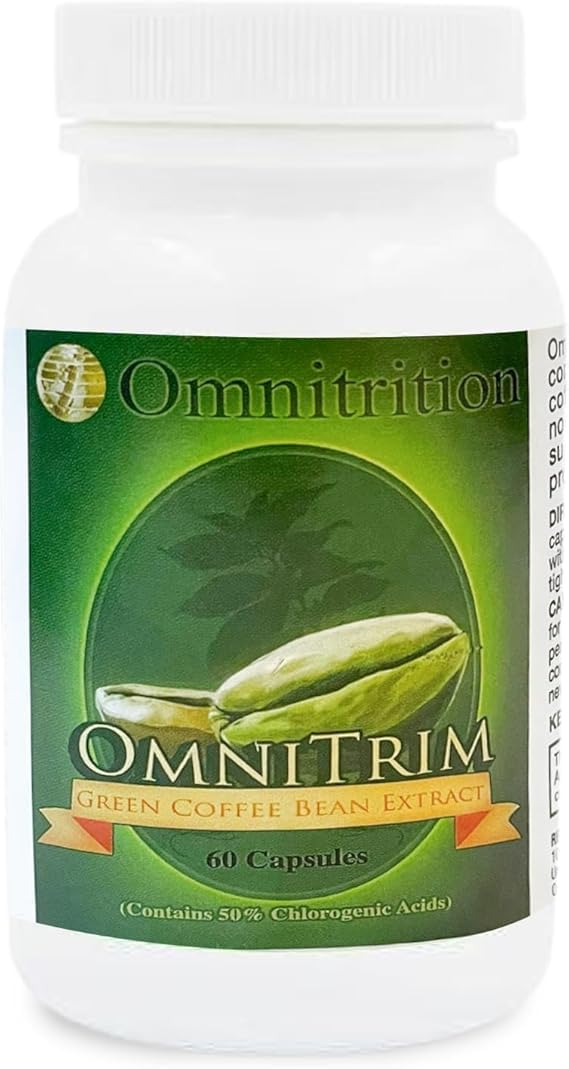 Omnitrition Green Coffee Bean Extract bottle with 60 capsules for daily energy and CGA support