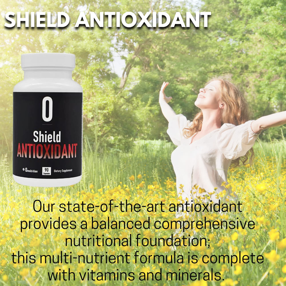Omnitrition Shield Antioxidant label closeup highlights vitamins and minerals for daily support