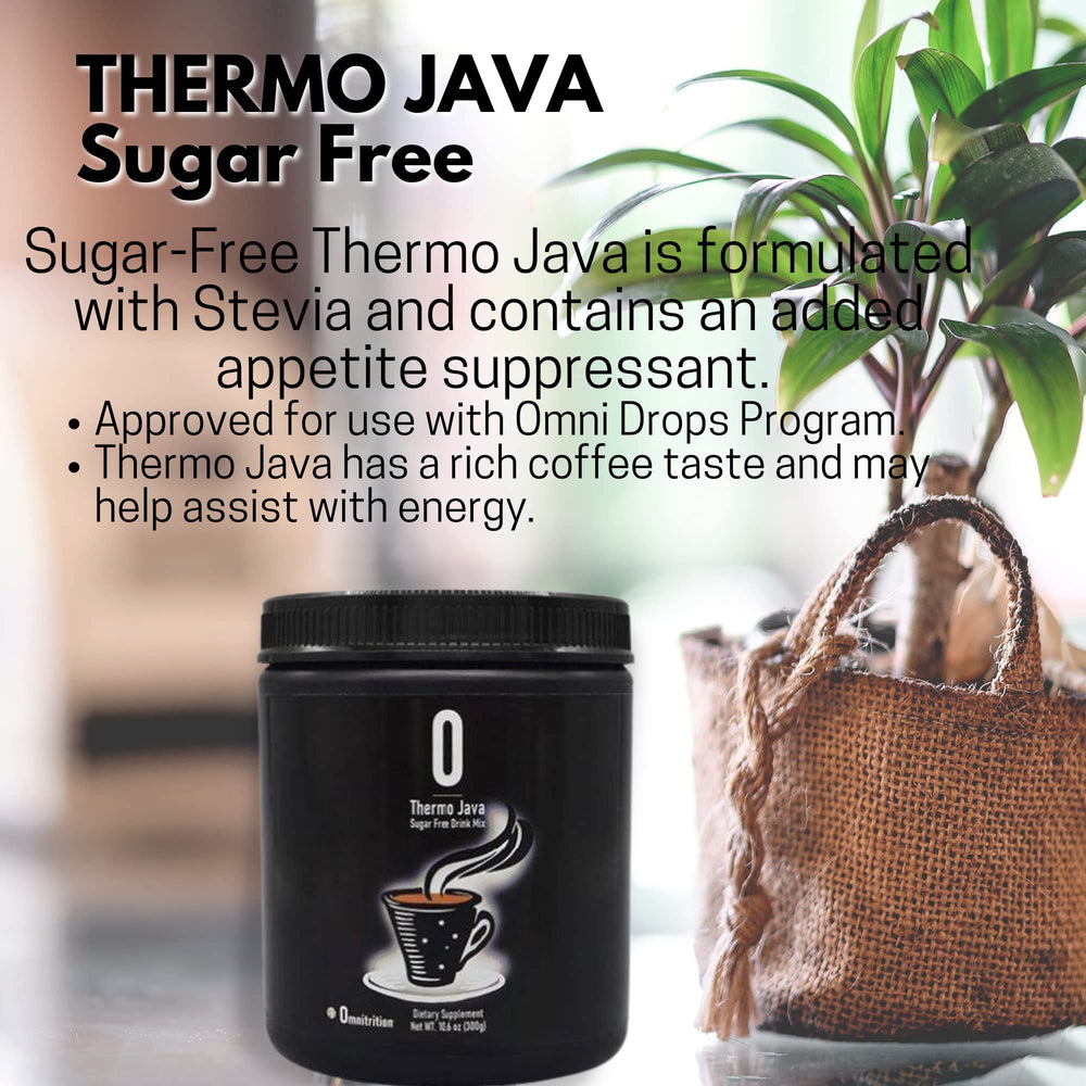 Omnitrition Thermo Java bottle back with nutrition facts for informed choices.